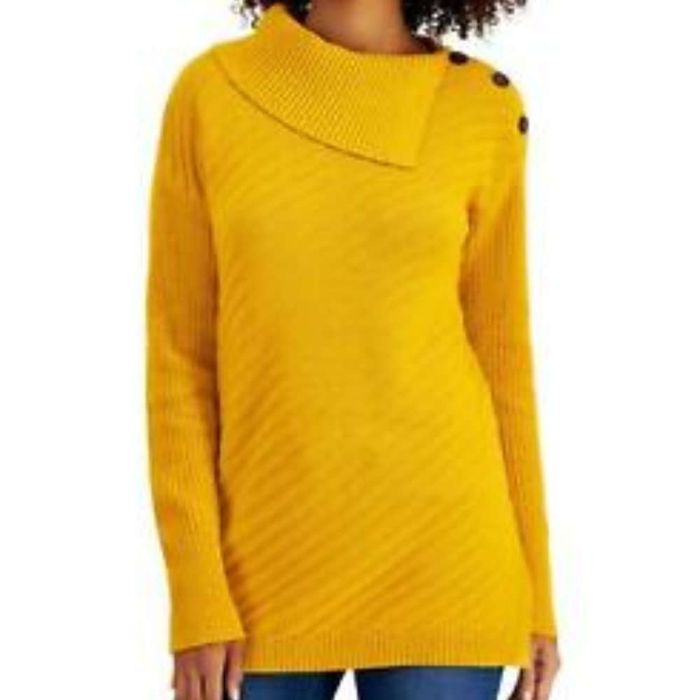 Style & Co Envelope Neck Chunky Knit Sweater Golden Sunrise